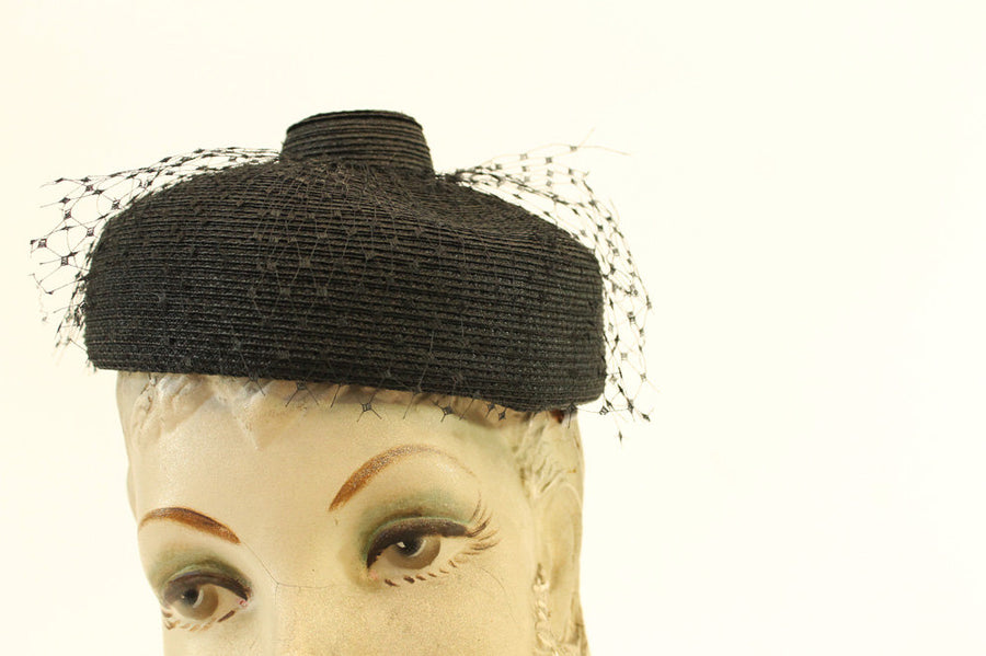 50s Hat I Magnin Emme  / 1950s Vintage Fascinator / Emme Tilt Hat