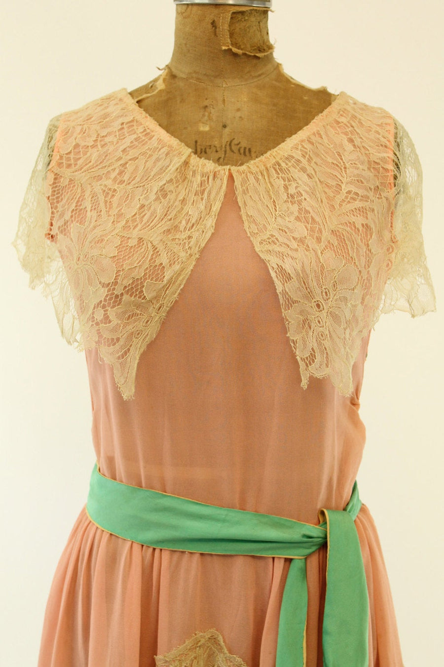 1920s pink silk and lace dress xs small | new spring