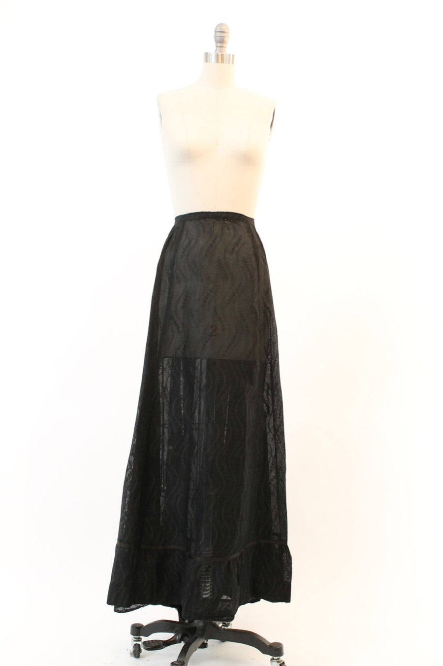 1900 EDWARDIAN skirt | sheer embroidered maxi | xs