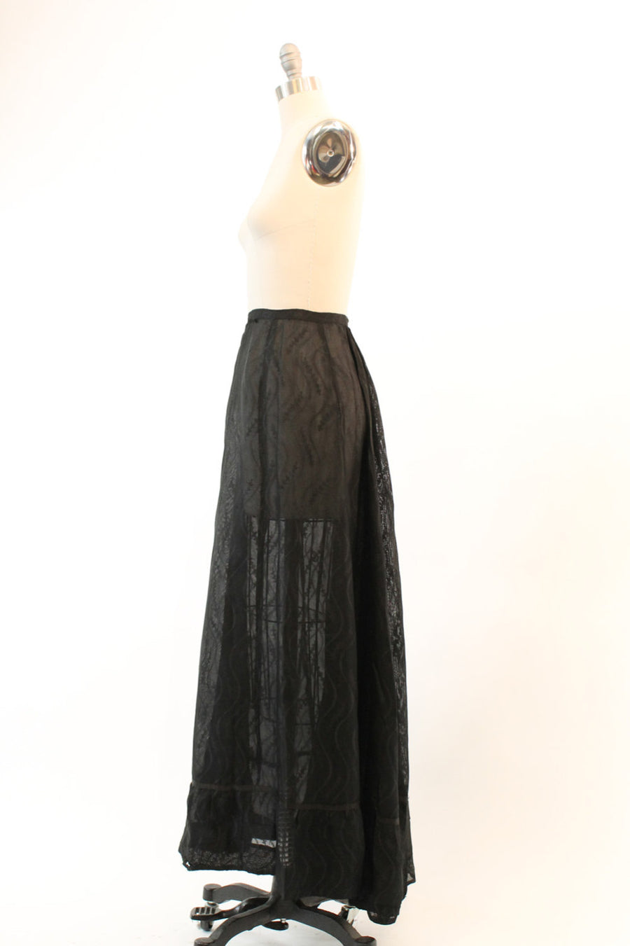 1900 EDWARDIAN skirt | sheer embroidered maxi | xs