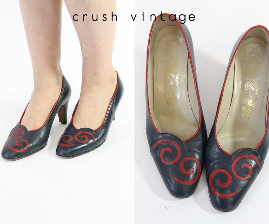 1980s ROGER VIVIER shoes leather pumps size 6 | new fall