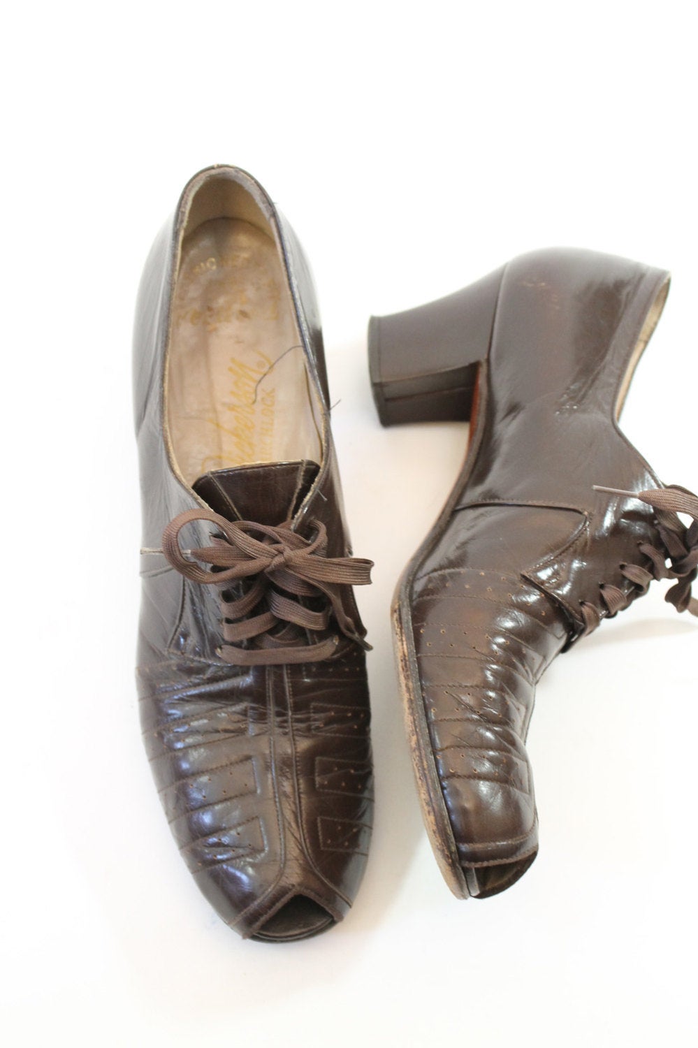 Peeples Oxford shoes Vintage Peeples | Italian Made Brown Leather Oxfords - Etsy main image 4