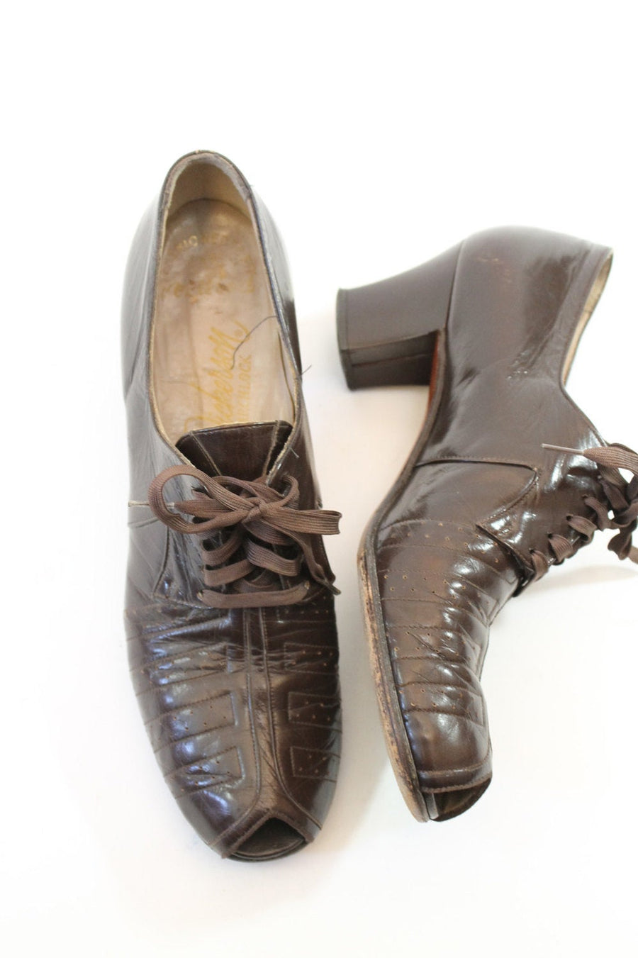 1930s oxford shoes peeptoe laceup heels size 7 | new fall