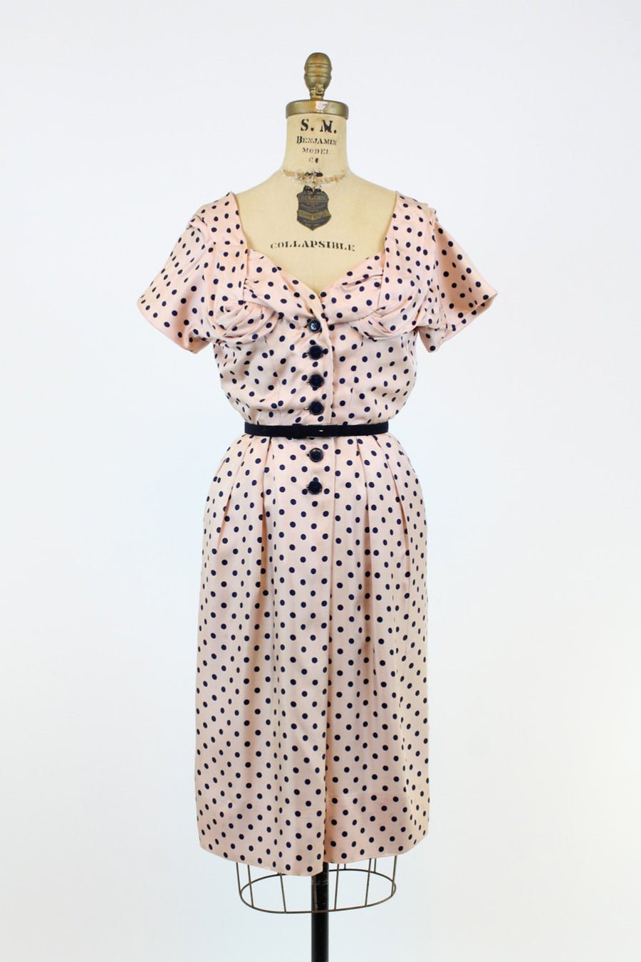 1940s Jacques Fath silk polka dot dress xs | new fall