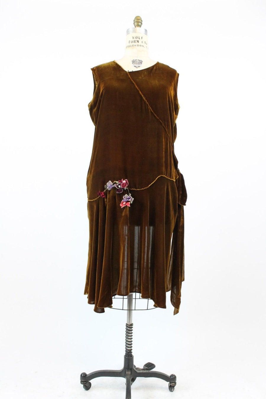 20s Dress Silk Velvet XL Plus / 1920s Vintage Dress Flapper Dropwaist / The Valley Forge Dress