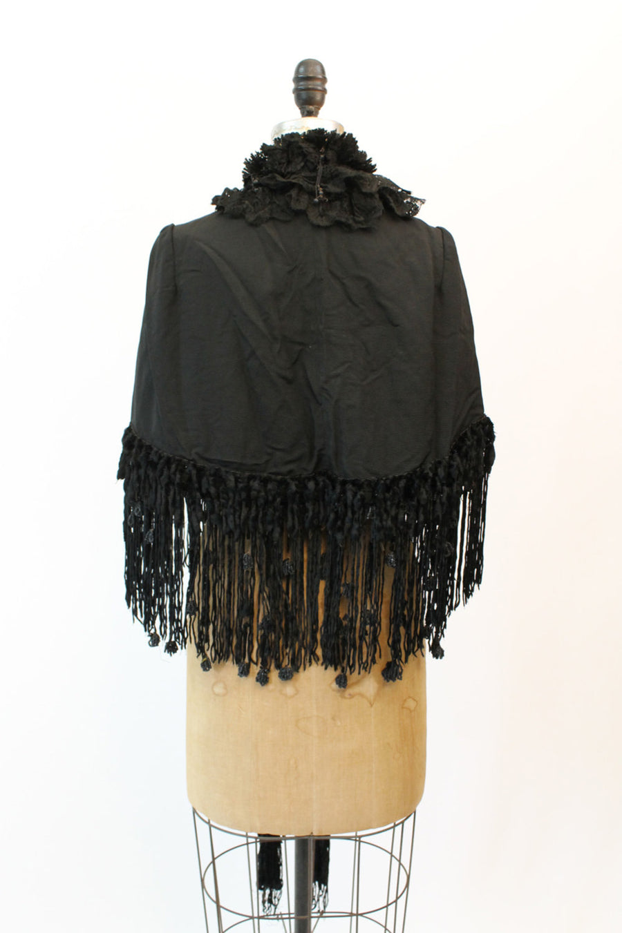 Victorian cape | silk fur fringe | antique Edwardian