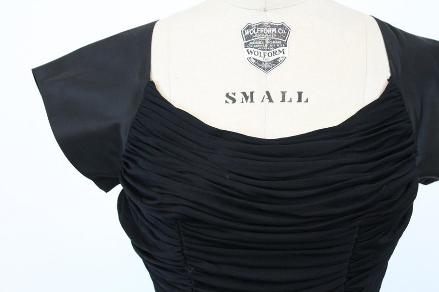 50s Dress Draped Small / 1950s Vintage Dress Full Skirt Cocktail / Fantasia Dress