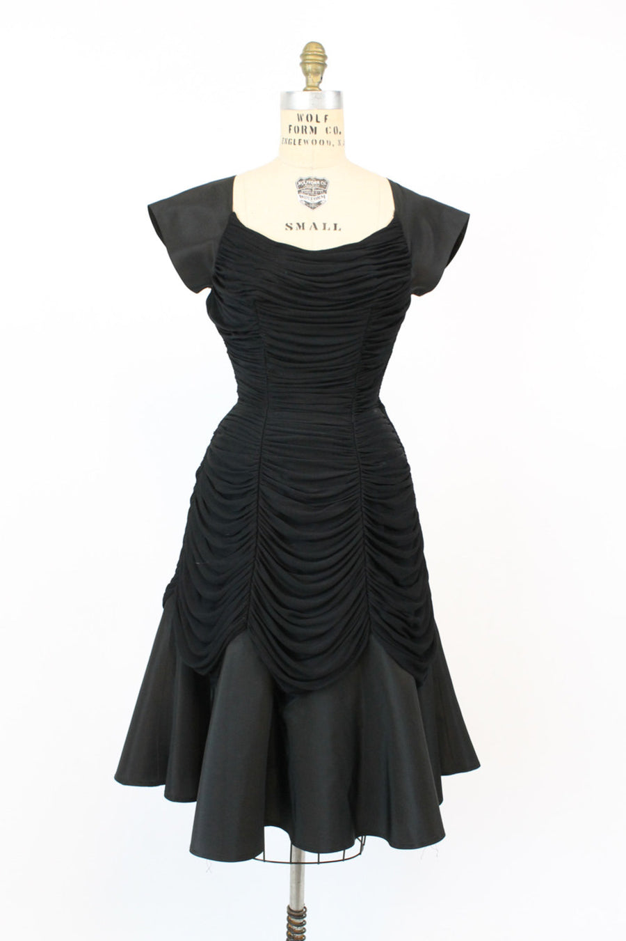 50s Dress Draped Small / 1950s Vintage Dress Full Skirt Cocktail / Fantasia Dress