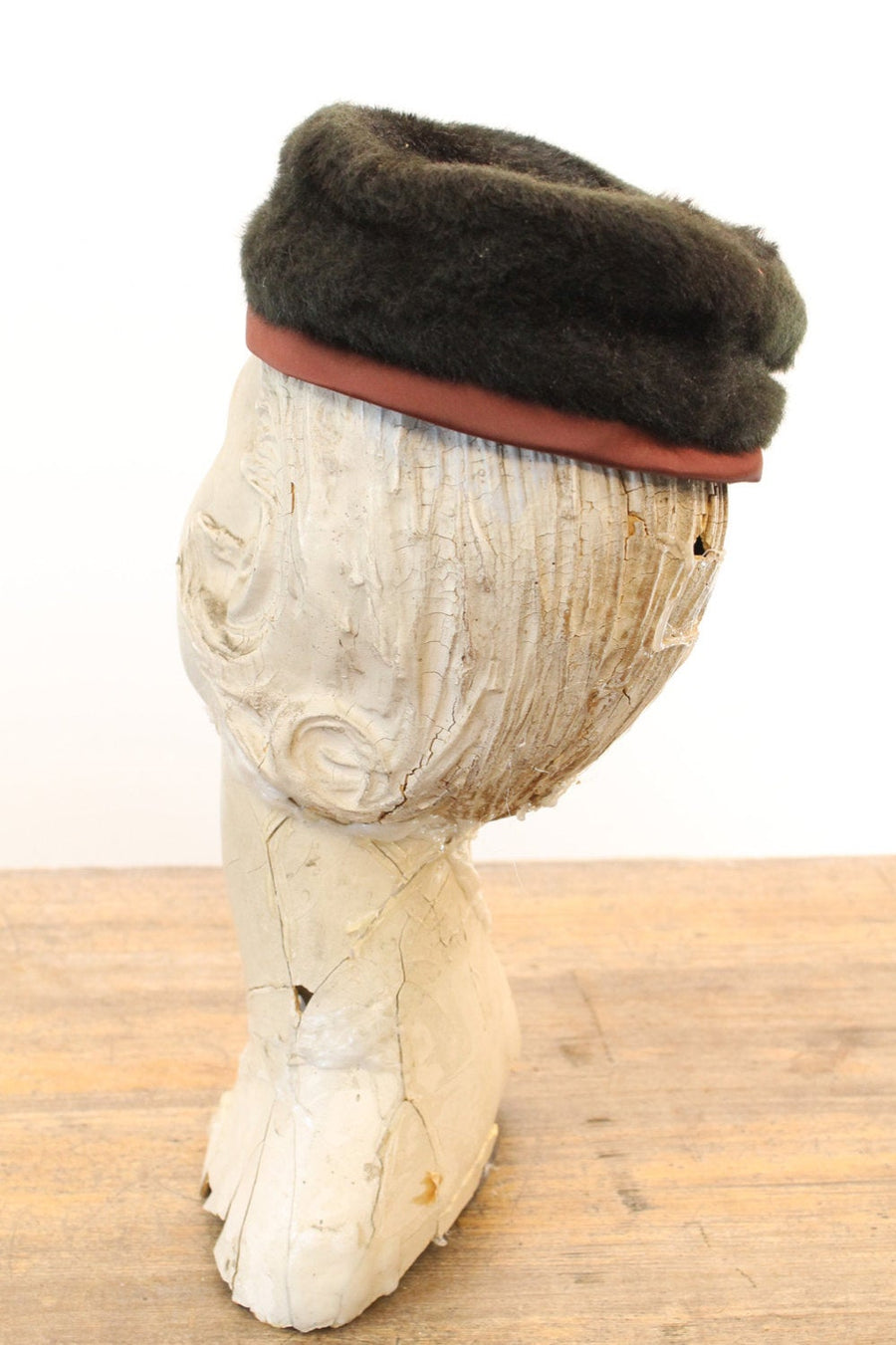 1950s faux fur vintage tilt cap black pillbox hat | new fall