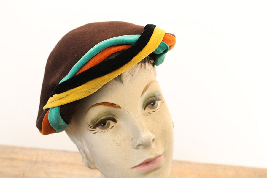 1940s wool velvet hat tilt fascinator cap new fall – Napa Valley