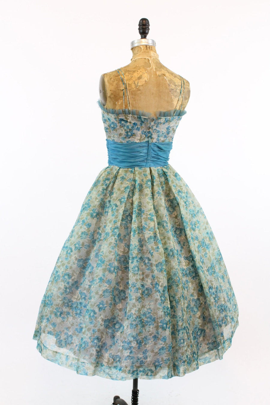 1950s floral organza dress xxs | new spring summer